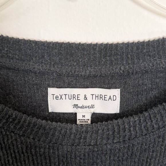 Madewell Texture & Thread Dark Gray Jacquard Ribbed Knot Front Top M - Picture 2 of 5